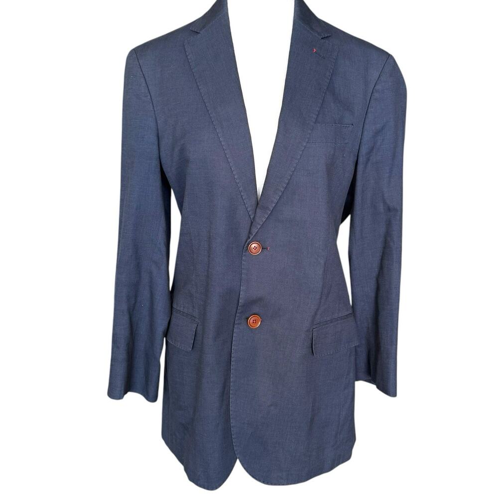 Carolina Herrera Navy Cotton Blazer Sz 38